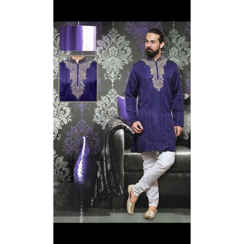 Ethnic Wear Kurta Pyjama for Men - Purple and White
