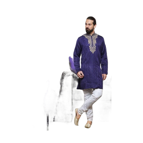 Ethnic Wear Kurta Pyjama for Men - Purple and White