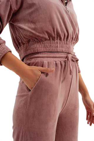 Jogger With Drawstring Waist in Pink