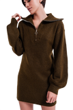 Jumper Mini Dress in Dark Green