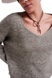 Khaki Batwing Fluffy Sweater