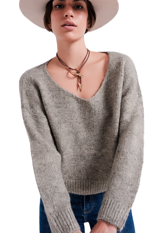 Khaki Batwing Fluffy Sweater
