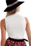 Knitted High Neck Top in Cream