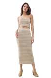 Knitted Midi Pencil Skirt in Beige
