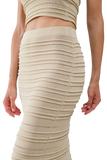 Knitted Midi Pencil Skirt in Beige