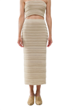 Knitted Midi Pencil Skirt in Beige