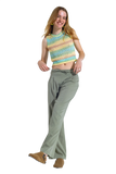 Knitted Multicolor Sleeveless Sweater With Stripes and Crew Neckline