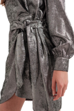 Knot Front Mini Dress in Silver