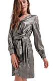Knot Front Mini Dress in Silver