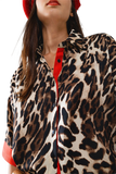 Leopard 3/4 Sleeves Shirt WIth Red Details