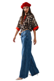 Leopard 3/4 Sleeves Shirt WIth Red Details