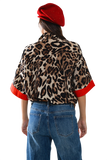 Leopard 3/4 Sleeves Shirt WIth Red Details