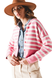 Lightweight Stripe Cardigan in Pink
