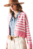 Lightweight Stripe Cardigan in Pink