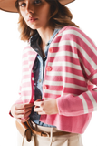 Lightweight Stripe Cardigan in Pink