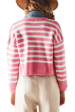 Lightweight Stripe Cardigan in Pink