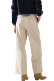 Long Beige Pleated Trousers With Leopard Detail at the Waist