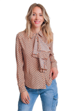 Long Sleeve Blouse With Ruffle Detail in Beige