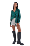 Long Sleeve Soft Shirt in Green Animal Print