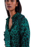 Long Sleeve Soft Shirt in Green Animal Print