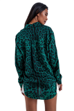 Long Sleeve Soft Shirt in Green Animal Print