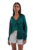 Long Sleeve Soft Shirt in Green Animal Print