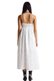 Long White Crochet Dress With Fitted Waist