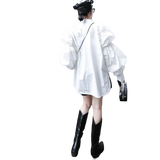 Daoko Pleated Puff Long Sleeve Shirt - White