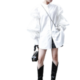 Daoko Pleated Puff Long Sleeve Shirt - White