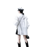 Daoko Pleated Puff Long Sleeve Shirt - White