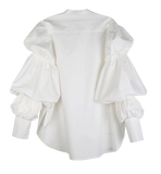 Daoko Pleated Puff Long Sleeve Shirt - White