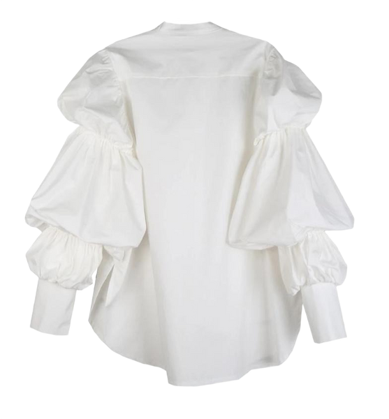 Daoko Pleated Puff Long Sleeve Shirt - White