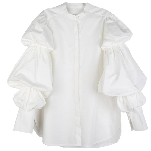 Daoko Pleated Puff Long Sleeve Shirt - White