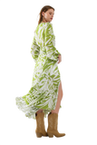 Maxi Green Kimono With Tropical Palm Print