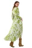 Maxi Green Kimono With Tropical Palm Print
