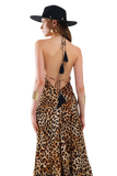 Maxi Leopard Open Back Dress