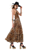 Maxi Leopard Open Back Dress