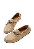 Tyre Sole Laced Driving Loafers, Taupe Suede