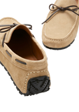 Tyre Sole Laced Driving Loafers, Taupe Suede