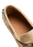 Tyre Sole Laced Driving Loafers, Taupe Suede