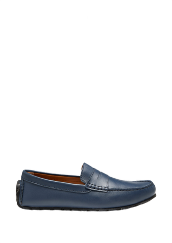 Tyre Sole Penny Driving Loafers, French Navy Leather