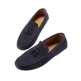 Tasselled Driving Loafers, Navy Blue Suede