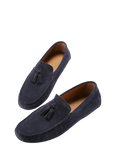 Tasselled Driving Loafers, Navy Blue Suede
