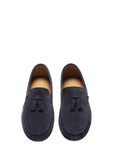 Tasselled Driving Loafers, Navy Blue Suede