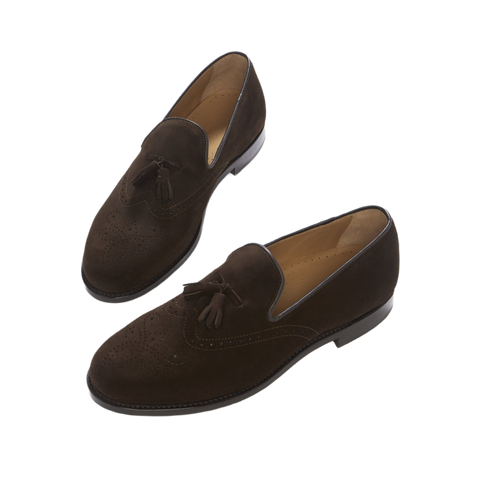 Brown Suede Tasselled Brogues, Welted Leather Sole