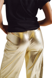 Metallic Straight Leg Pants in Gold