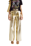 Metallic Straight Leg Pants in Gold