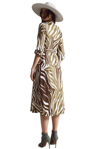 Olive Green Zebra Dress