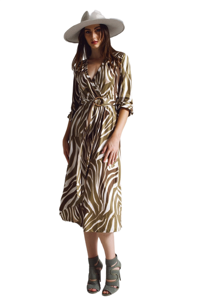 Olive Green Zebra Dress