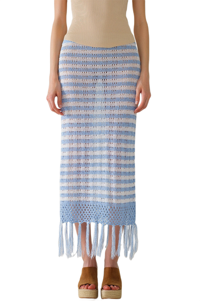 Midi Crochet White Skirt